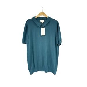 Pact 100% Organic Cotton Teal Green Blue Knit Polo Shirt Casual Staple Mens XL